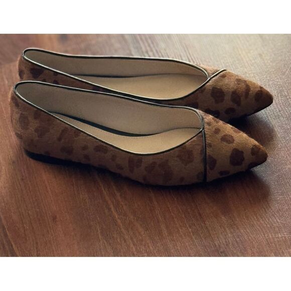 Cole Haan Shoes Leopard Flat Slip On Real Calf Fur Animal Print Size 6.5 - Picture 3 of 9